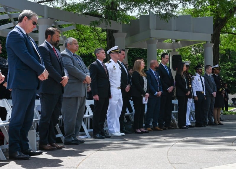 Officers attending ceremony at National Law Enforcement Officers Memrorial Wall